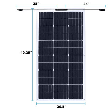 Mighty Max Battery Monocrystalline Solar Panel, 100 W, 12/18V, MC4 MAX3857467